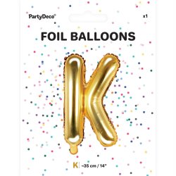 Folieballon - Bogstav K - 35 cm - Guld