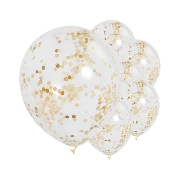 Konfettiballon - Guld - 6 stk.