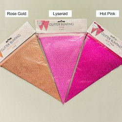 Guirlande med vimpler - 20 x 30 cm - 6 meter - Lyserd Glitter