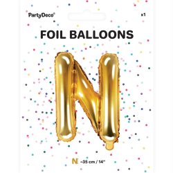Folieballon - Bogstav N - 35 cm - Guld