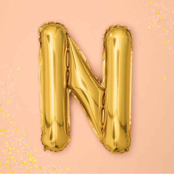 Folieballon - Bogstav N - 35 cm - Guld
