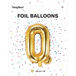 Folieballon - Bogstav Q - 35 cm - Guld