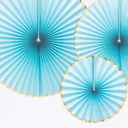 Rosetter - Lysebl / Guld - 3 stk.