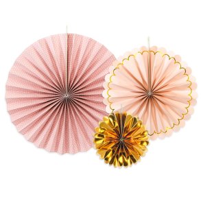 Rosetter - Lyserd / Guld - 3 stk.