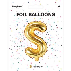 Folieballon - Bogstav S - 35 cm - Guld