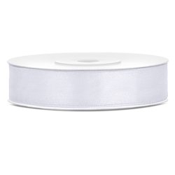 Satinbnd - Hvid - 12 mm