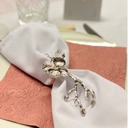 Servietring - Gren med orkid - Slv