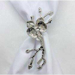 Servietring - Gren med orkid - Slv