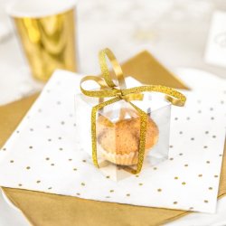 Servietter - Hvid med guld prikker 33x33 cm