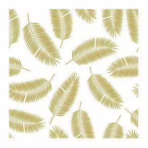 Servietter - Hvid med guld palmeblade - 33x33 cm