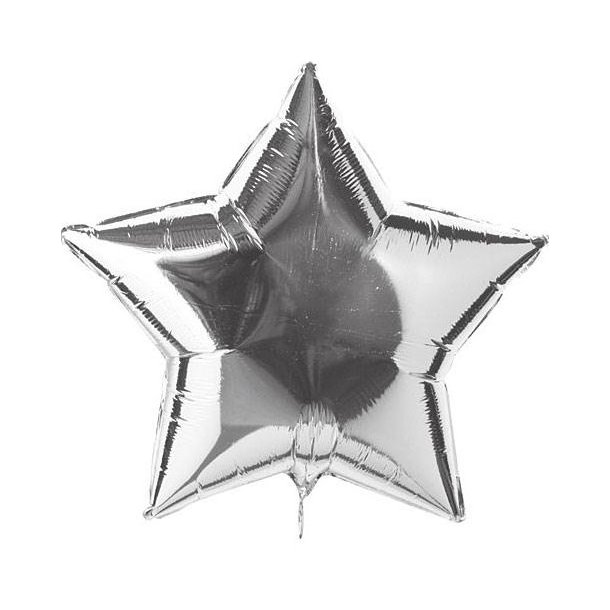 Folieballon - STJERNE - Slv Metallic - 45 cm