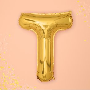 Folieballon - Bogstav T - 35 cm - Guld