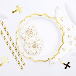 Tallerken - Hvid med guldkant - 18,5 cm