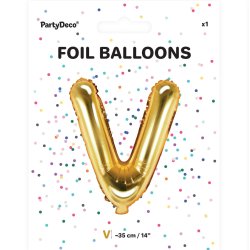 Folieballon - Bogstav V - 35 cm - Guld