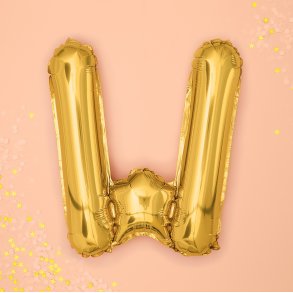 Folieballon - Bogstav W - 35 cm - Guld