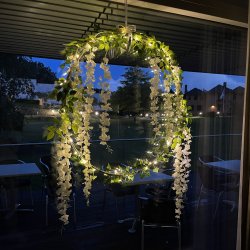 Grene med wisteria blomster - Hvid - 4 stk.