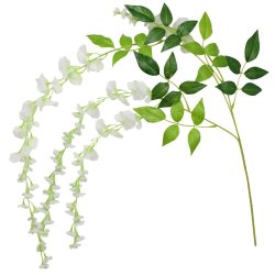 Grene med wisteria blomster - Hvid - 4 stk.