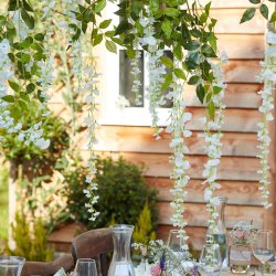 Grene med wisteria blomster - Hvid - 4 stk.