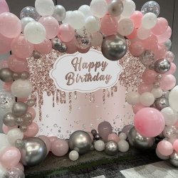 Foto baggrund - Rosegold / Happy Birthday - 1,50 x 0,90 meter