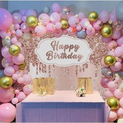 Foto baggrund - Rosegold / Happy Birthday - 1,50 x 0,90 meter