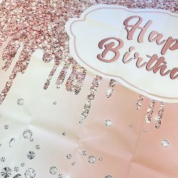 Foto baggrund - Rosegold / Happy Birthday - 1,50 x 0,90 meter