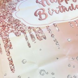 Foto baggrund - Rosegold / Happy Birthday - 1,50 x 0,90 meter