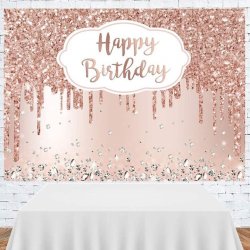 Foto baggrund - Rosegold / Happy Birthday - 1,50 x 0,90 meter