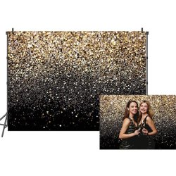 Foto baggrund - Glitter Guld / Sort - 2,40 x 1,80 meter
