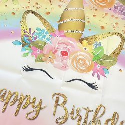 Foto baggrund - Enhjrning / Happy Birthday - 1,50 x 0,90 meter