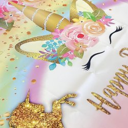 Foto baggrund - Enhjrning / Happy Birthday - 1,50 x 0,90 meter