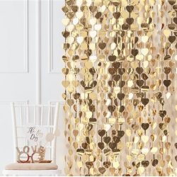 Foliegardin - Guldhjerter - 100 x 250 cm