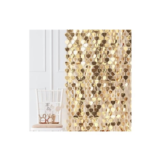 Foliegardin - Guldhjerter - 100 x 250 cm