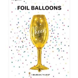 Folieballon - Champagneglas - GULD - 80 cm