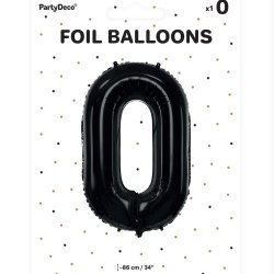 Folieballon - SORT - TAL 0 - 86 cm
