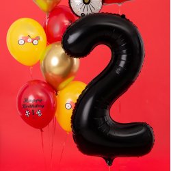 Folieballon - SORT - TAL 2 - 86 cm