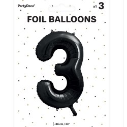 Folieballon - SORT - TAL 3 - 86 cm