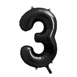 Folieballon - SORT - TAL 3 - 86 cm