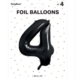  Folieballon - SORT - TAL 4 - 86 cm