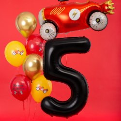 Folieballon - SORT - TAL 5 - 86 cm