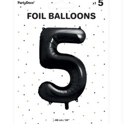Folieballon - SORT - TAL 5 - 86 cm