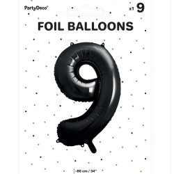 Folieballon - SORT - TAL 9 - 86 cm