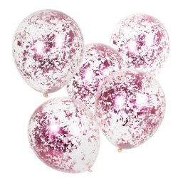 Konfettiballon - Pink Glitter - 5 stk.