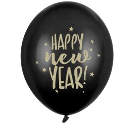 Balloner - Sort - HAPPY NEW YEAR - 6 stk.
