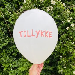 Balloner - TILLYKKE - Rd og hvid