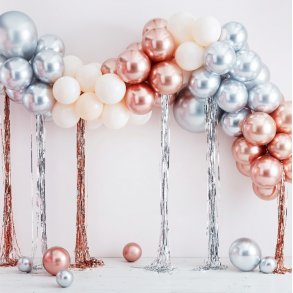 Ballonbue og glittergardiner st - Metallic