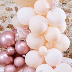 Ballonbue - Hvid, Fersken, karamel og rosaguld