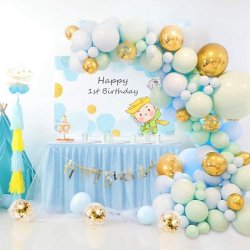 Ballonbue - Guld, mint og bl Macaron