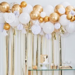 Ballonbue med dekoration - Guld og hvid