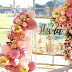 Ballonbue - Lyserd, pink og guld