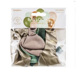 Balloner - Mix - Grn, rhvid og guld - 10 stk.